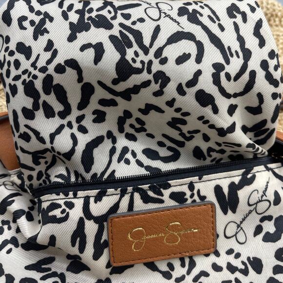 Jessica Simpson Tan Straw Brown Leather Summer Top Handle Crossbody Bag Purse - Picture 15 of 16